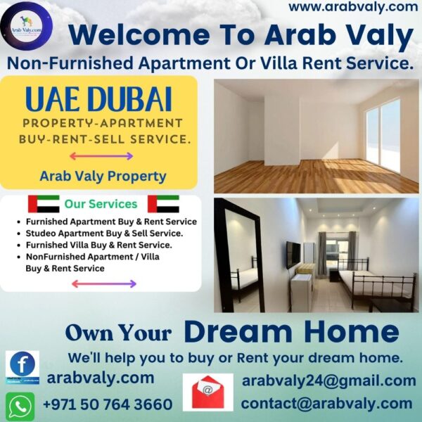 Non Furnished Apartment or Villa Rent Service.